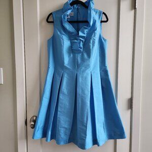 Sara Campbell Blue Silk Cocktail Dress Pleated Party Dress Size 12